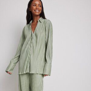 NA-KD Wide Plissé Shirt + Flared Leg Plissé Trousers SET [LIKE NEW, WORN ONCE]